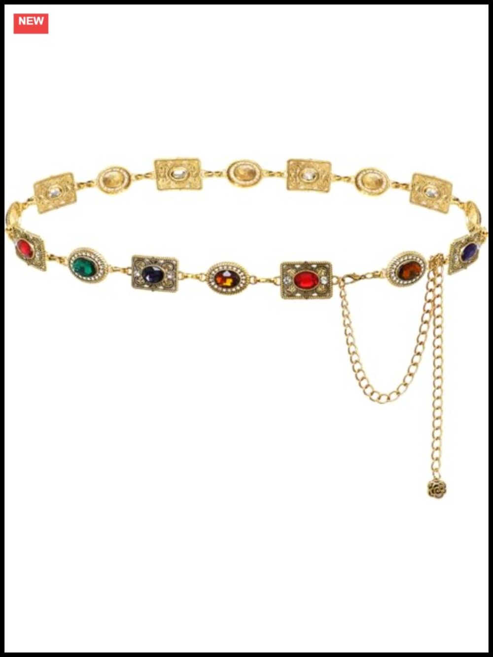 HIQUACC Women's Chain Belt with Rhinestones Concho Metal Waist Chain Cowgirl